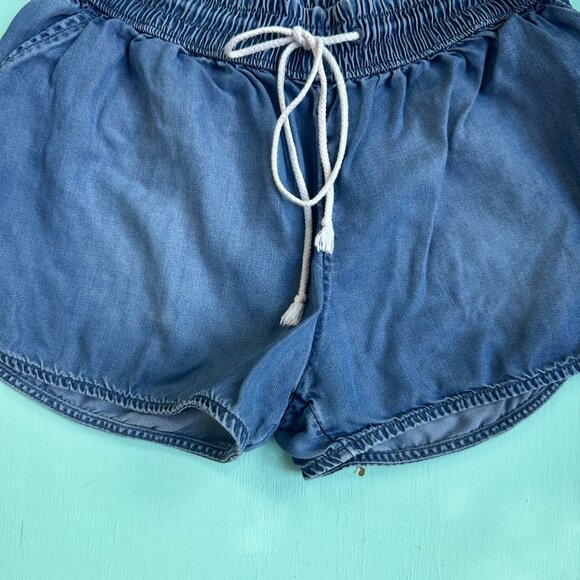 Mossimo Supply Denim Shorts Drawstring Elastic Waist Super Short Women's Size S - Picture 2 of 4